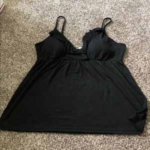 Black ruffle tank with padded cups like new large